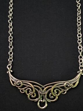 Carolyn Pollack 925 Sterling Silver Filigree Bib Necklace 20" Signed CP